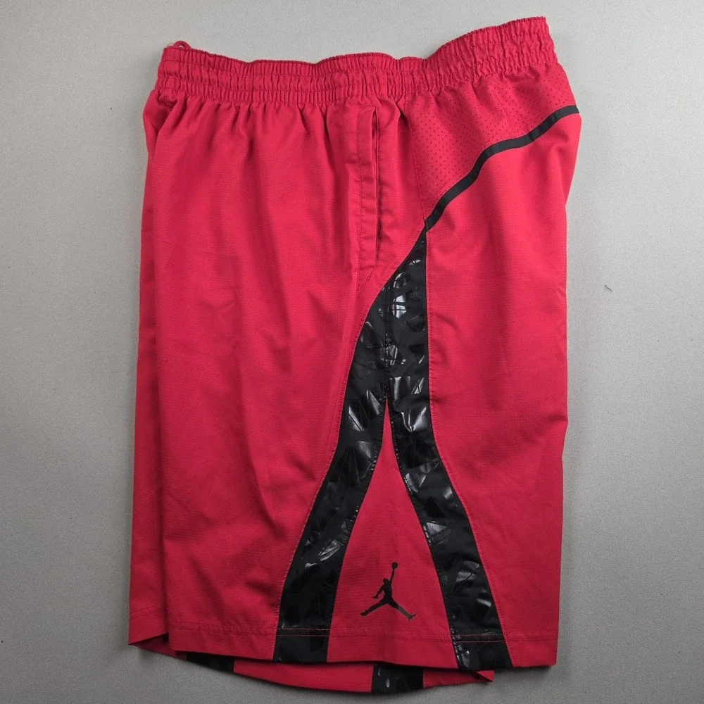 Jordan Mens XL Red Black Basketball Shorts Dri-FIT Geometric Side Panels 547620
